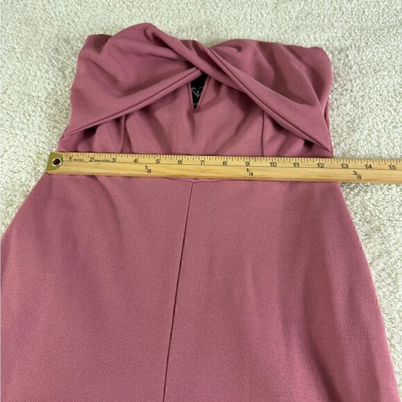 Windsor jumpsuit womens size Small twist front cut out strapless mauve Stretch - Picture 7 of 11